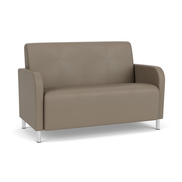 Lesro Siena Lounge Reception Loveseat, Brushed Steel, MD Farro Upholstery SN1501 - main